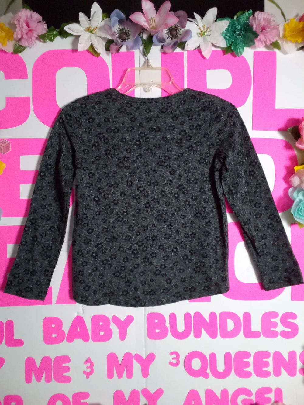 Old Navy Girls' Dark Gray Cheetah Print Long Sleeve Shirt